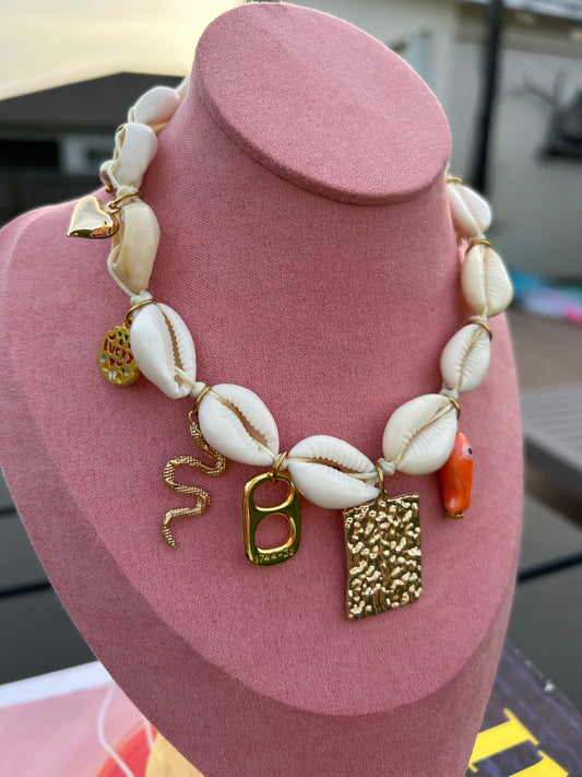 Cowrie Charm Necklace - Snake Pop