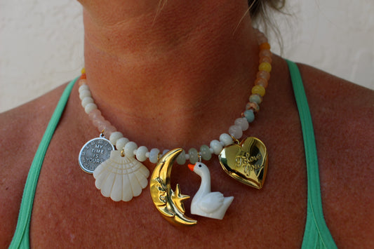 Peace and Sleep White Beaded Necklace