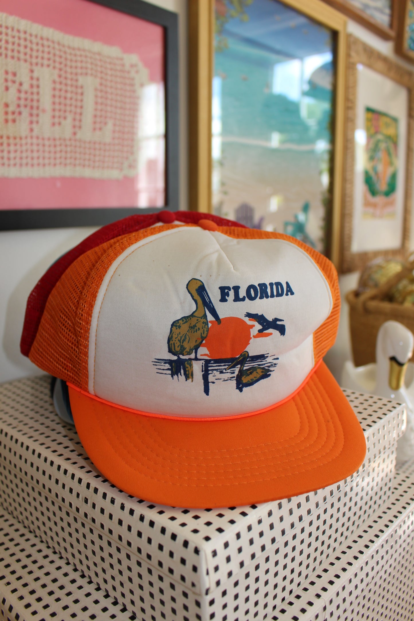 True Vintage Orange and White "Florida" Trucker Hat