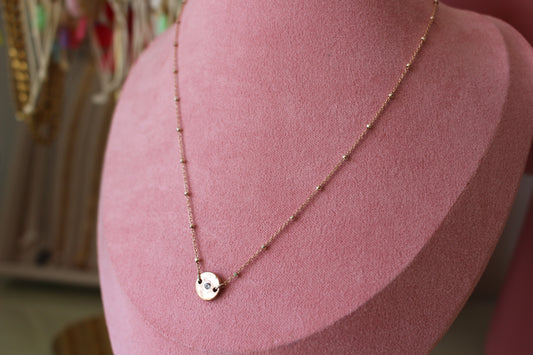 Rose Gold Satellite Necklace, Cubic Zirconia Pendant