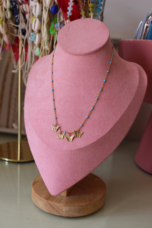 Blue Enamel Satellite Necklace, and Butterfly Charms