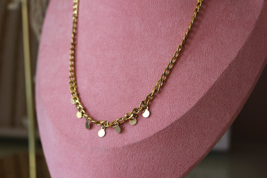 Gold Chain, Gold Sequin Pendant Charms