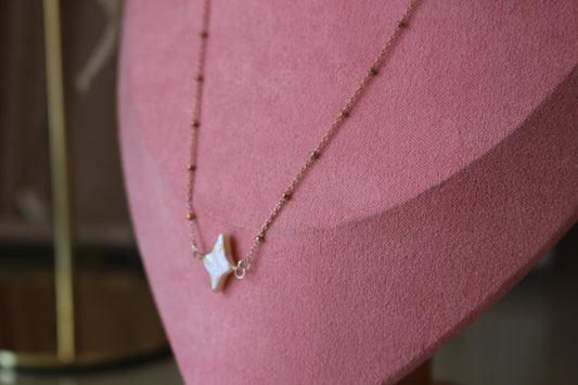 Rose Gold Satellite Necklace and Freshwater Sparkle Pearl Pendant Charm