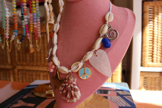 Cowrie Shell 10 Charm Necklace