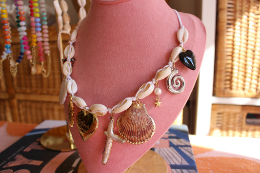 Cowrie Shell 10 Charm Necklace