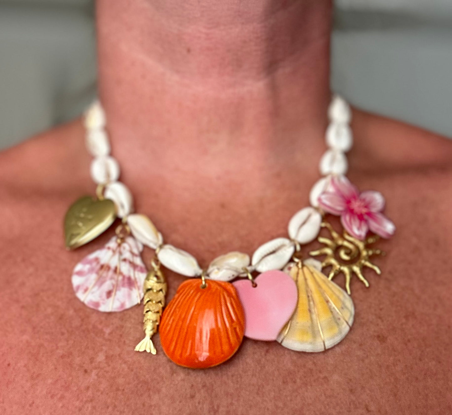 Orange You Cute Cowrie Charm Necklace