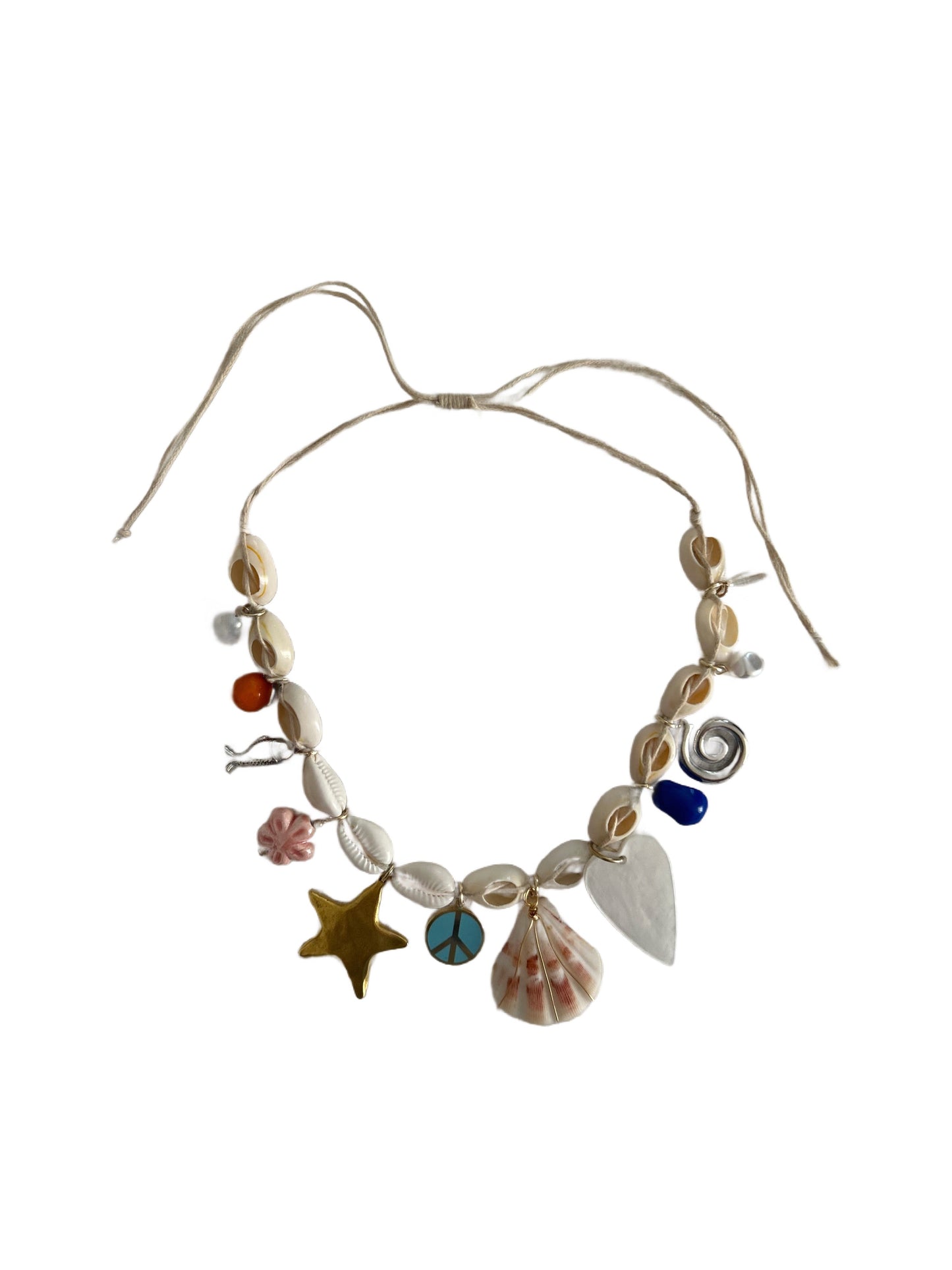 Peace Love Beach Cowrie Necklace