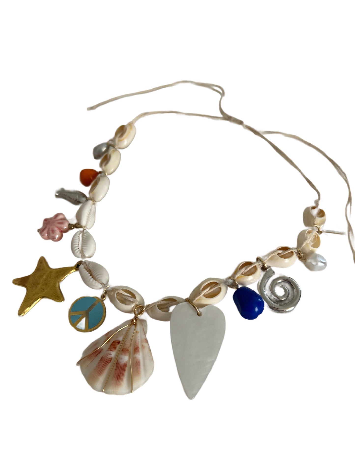 Peace Love Beach Cowrie Necklace