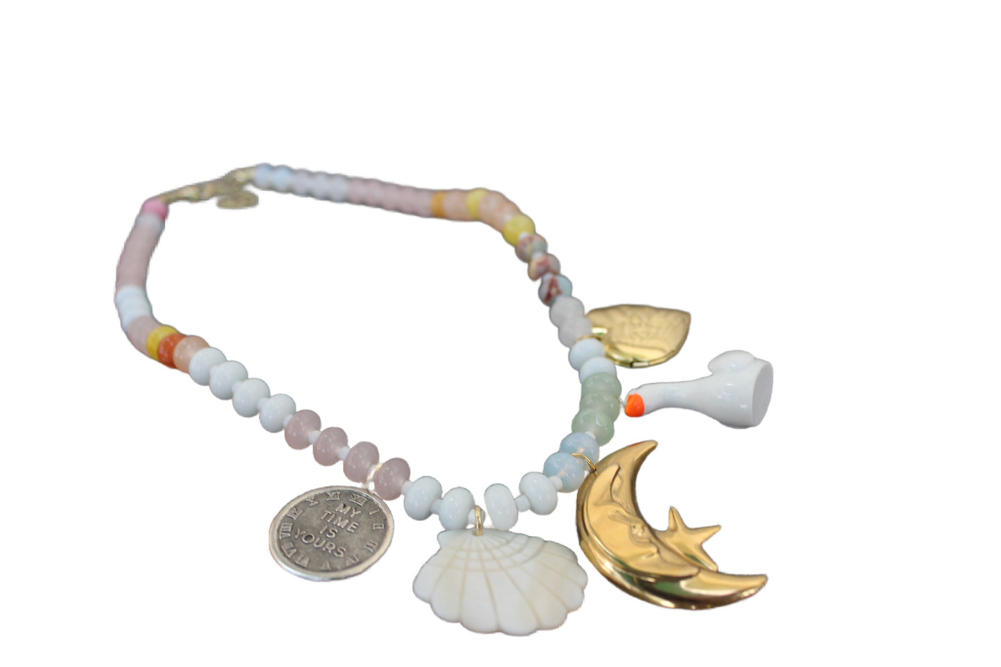 Peace and Sleep White Beaded Necklace