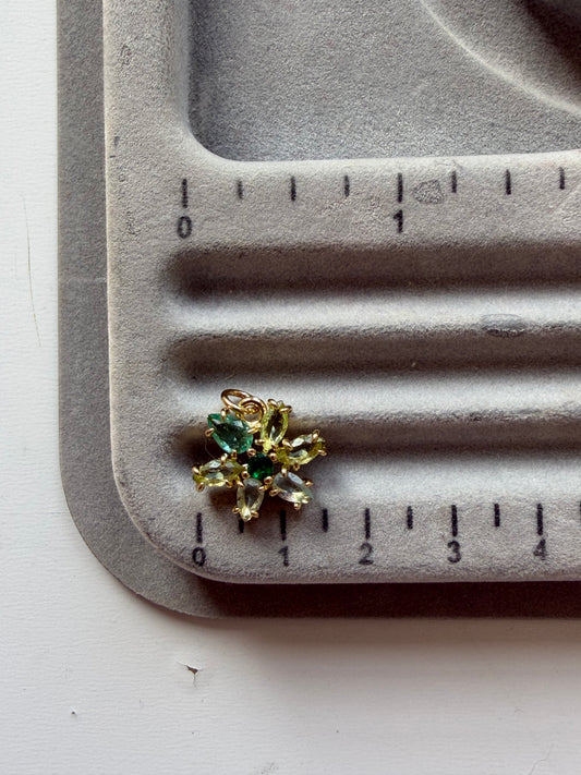 Multi Greens Crystal Flower Charm
