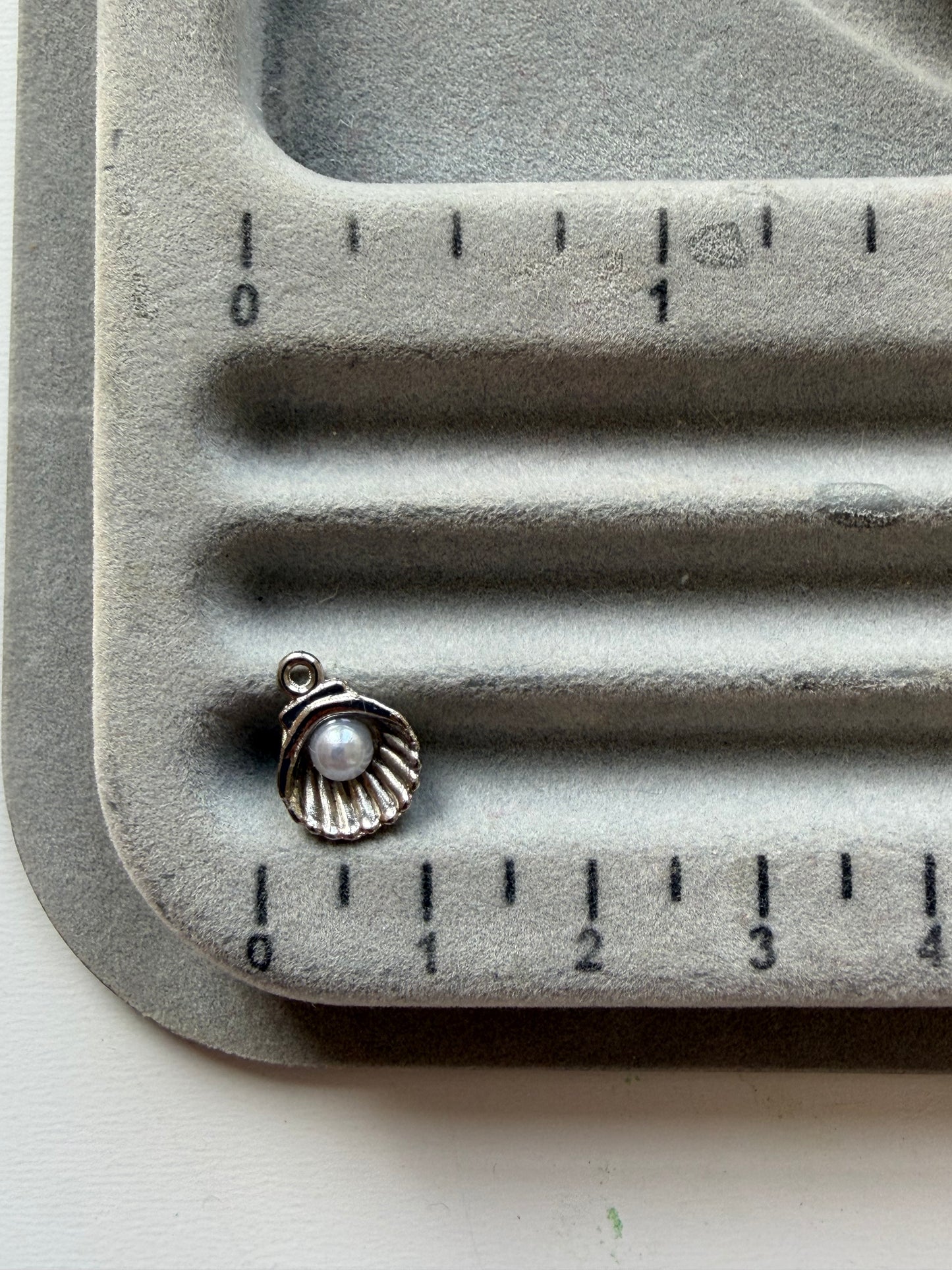 Silver Pearl and Clam Charm