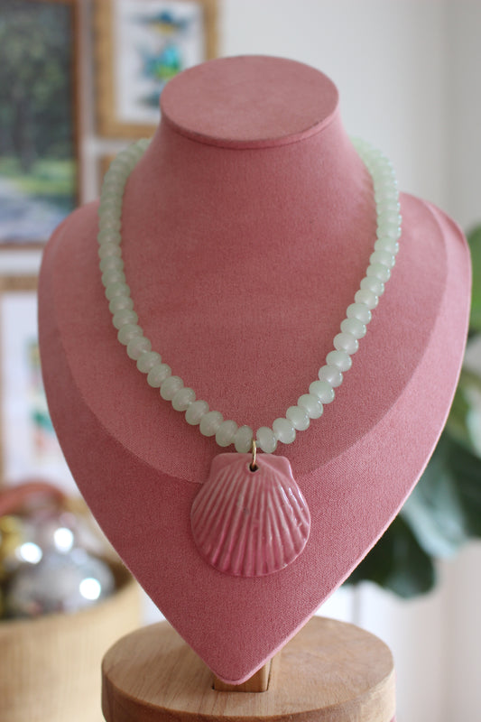 Green Pastures, Still Waters Glass Bead Necklace