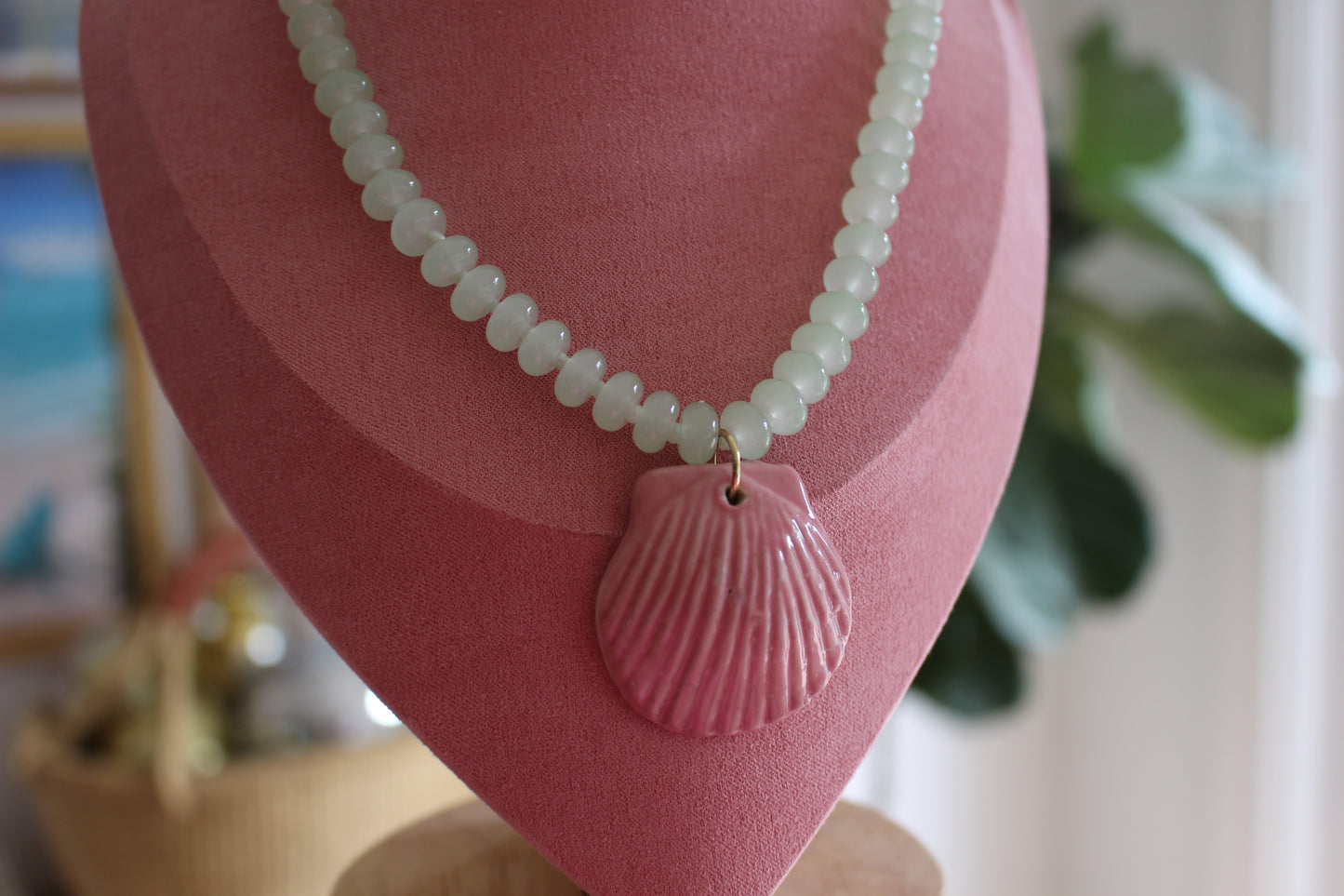 Green Pastures, Still Waters Glass Bead Necklace