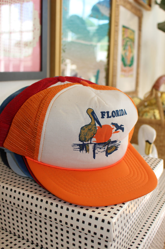 True Vintage Orange and White "Florida" Trucker Hat