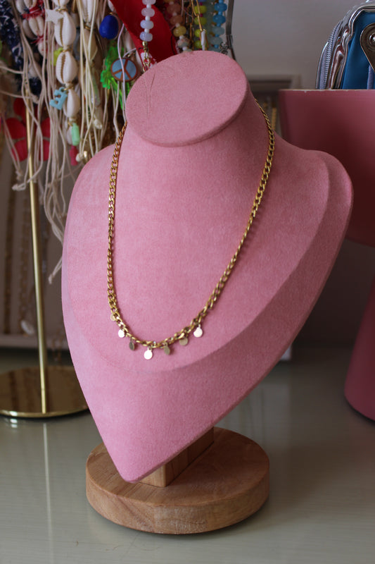 Gold Chain, Gold Sequin Pendant Charms