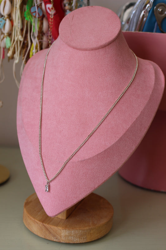 Sterling Silver Necklace, Square Cubic Zirconia Pendant Charm