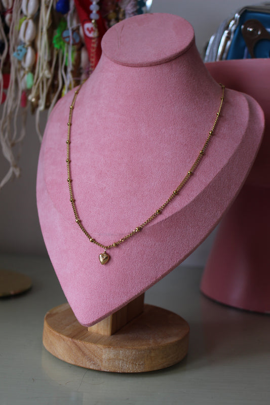 Gold Satellite Stainless Heart Necklace