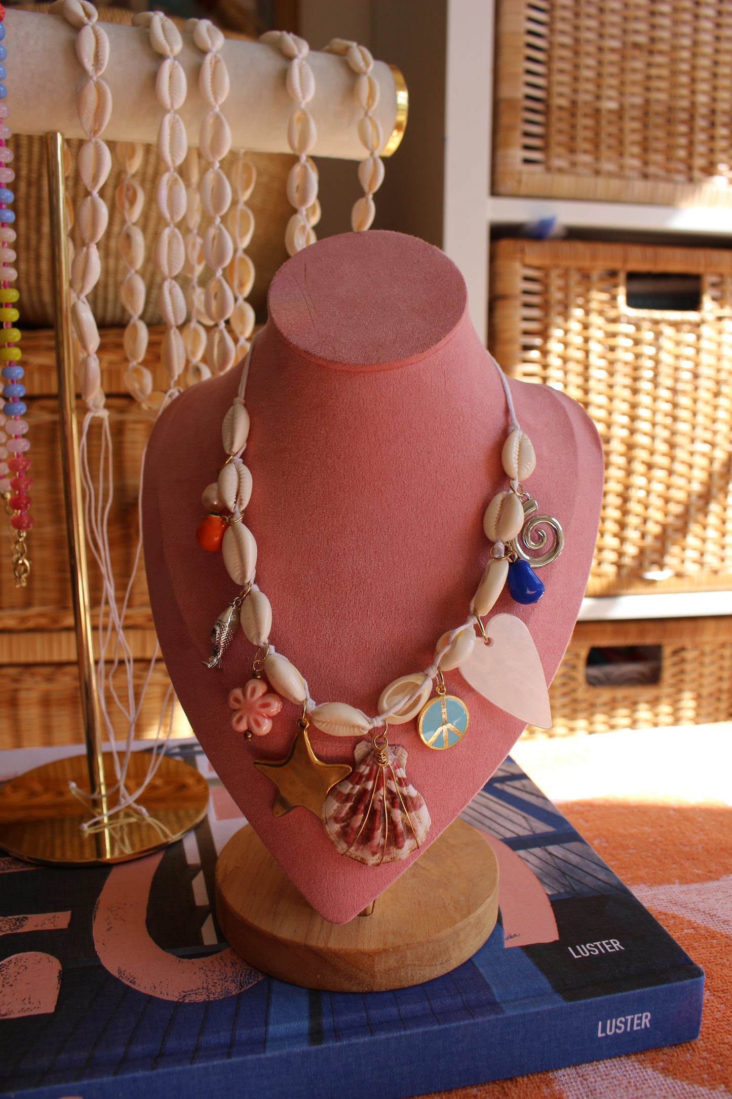 Cowrie Shell 10 Charm Necklace