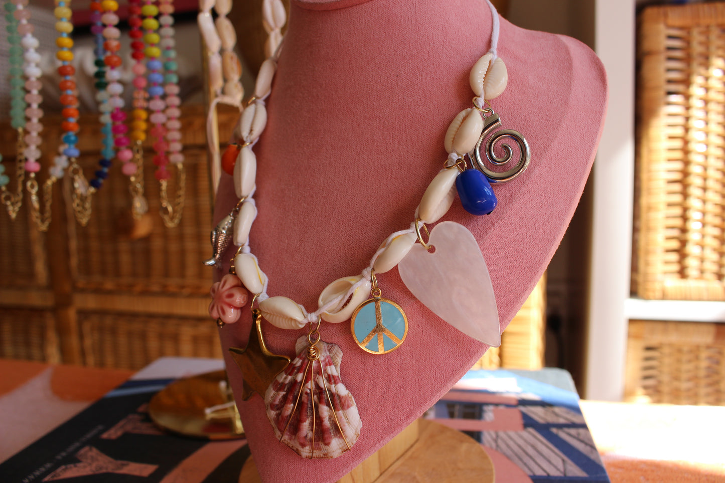 Cowrie Shell 10 Charm Necklace