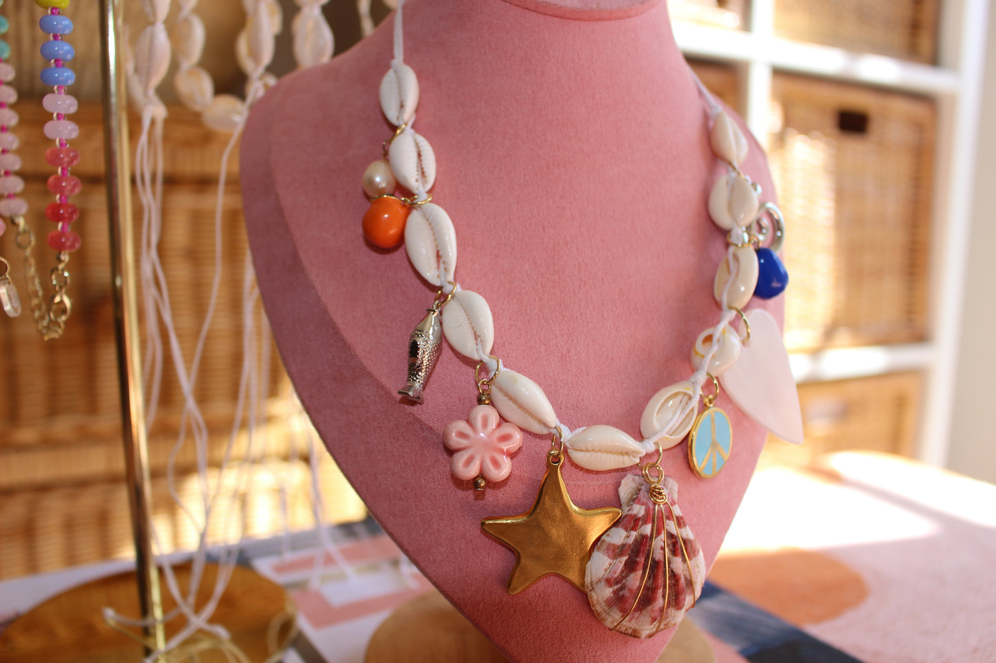 Cowrie Shell 10 Charm Necklace