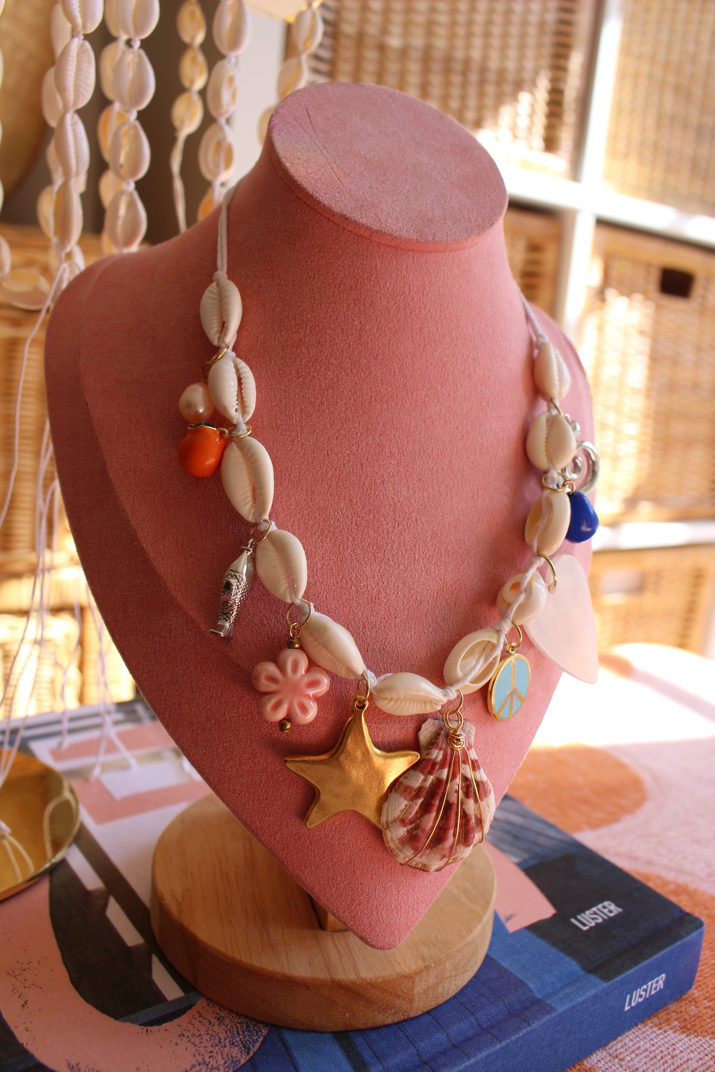 Cowrie Shell 10 Charm Necklace