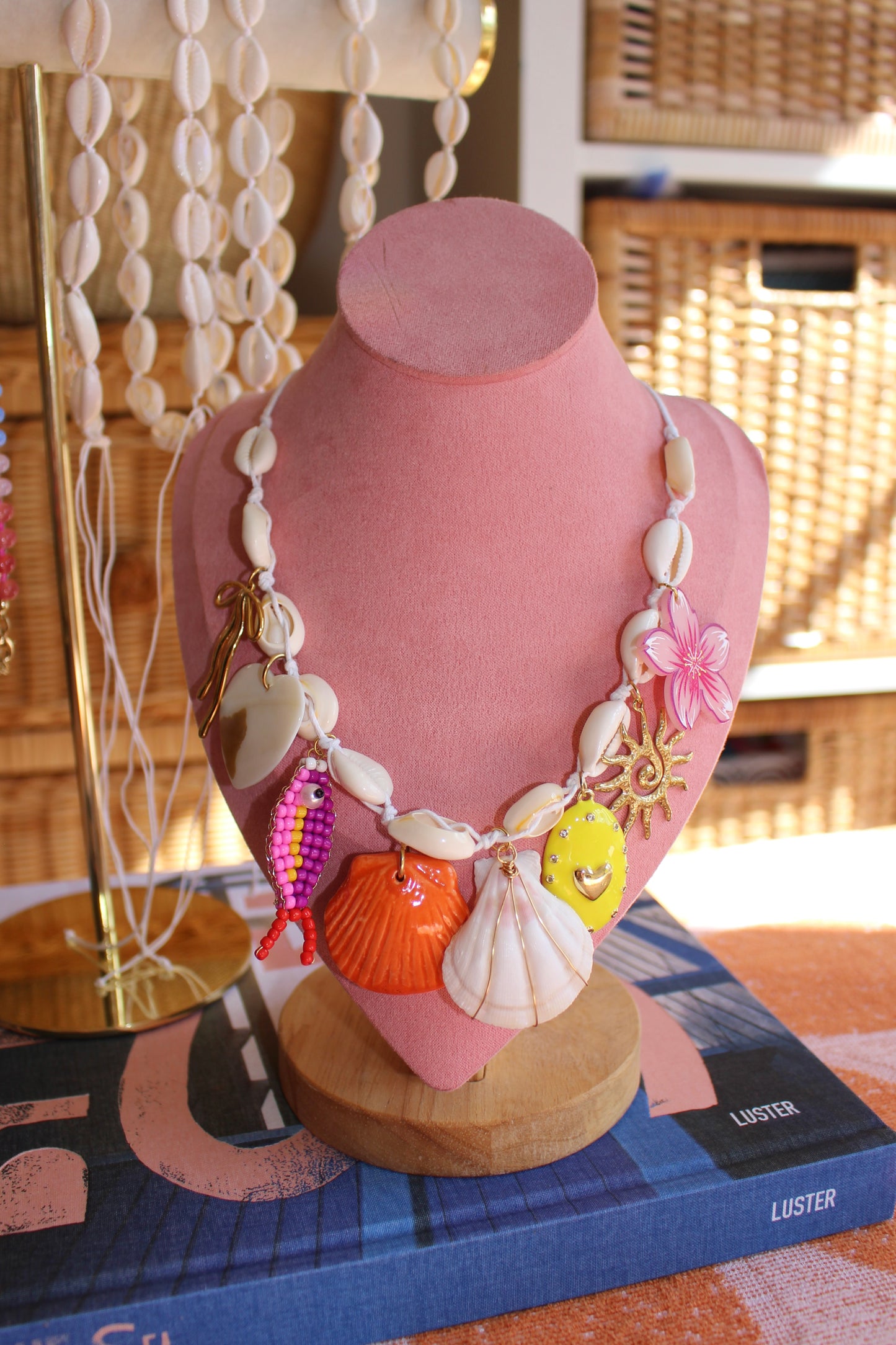 Cowrie Shell 8 Charm Necklace