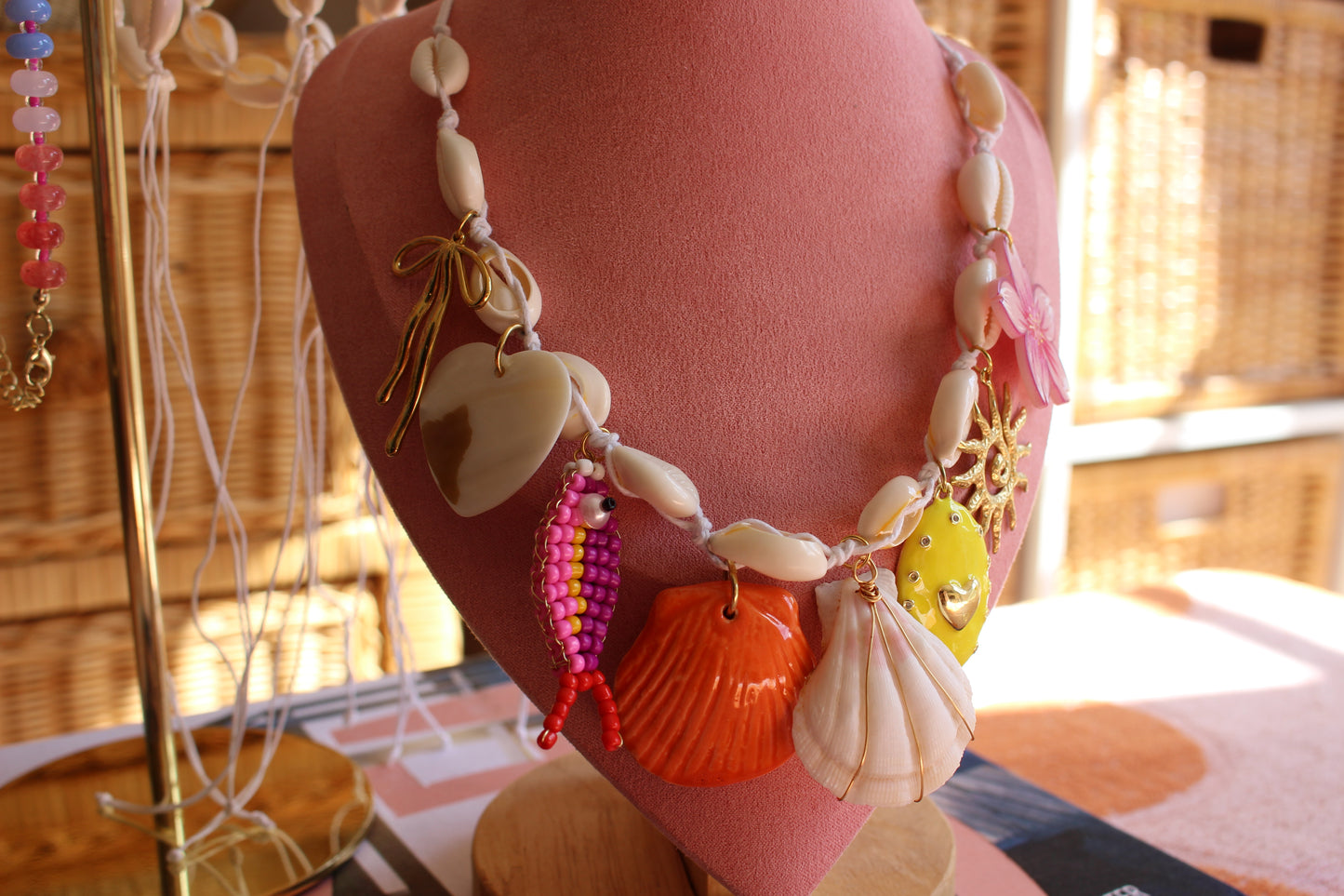 Cowrie Shell 8 Charm Necklace