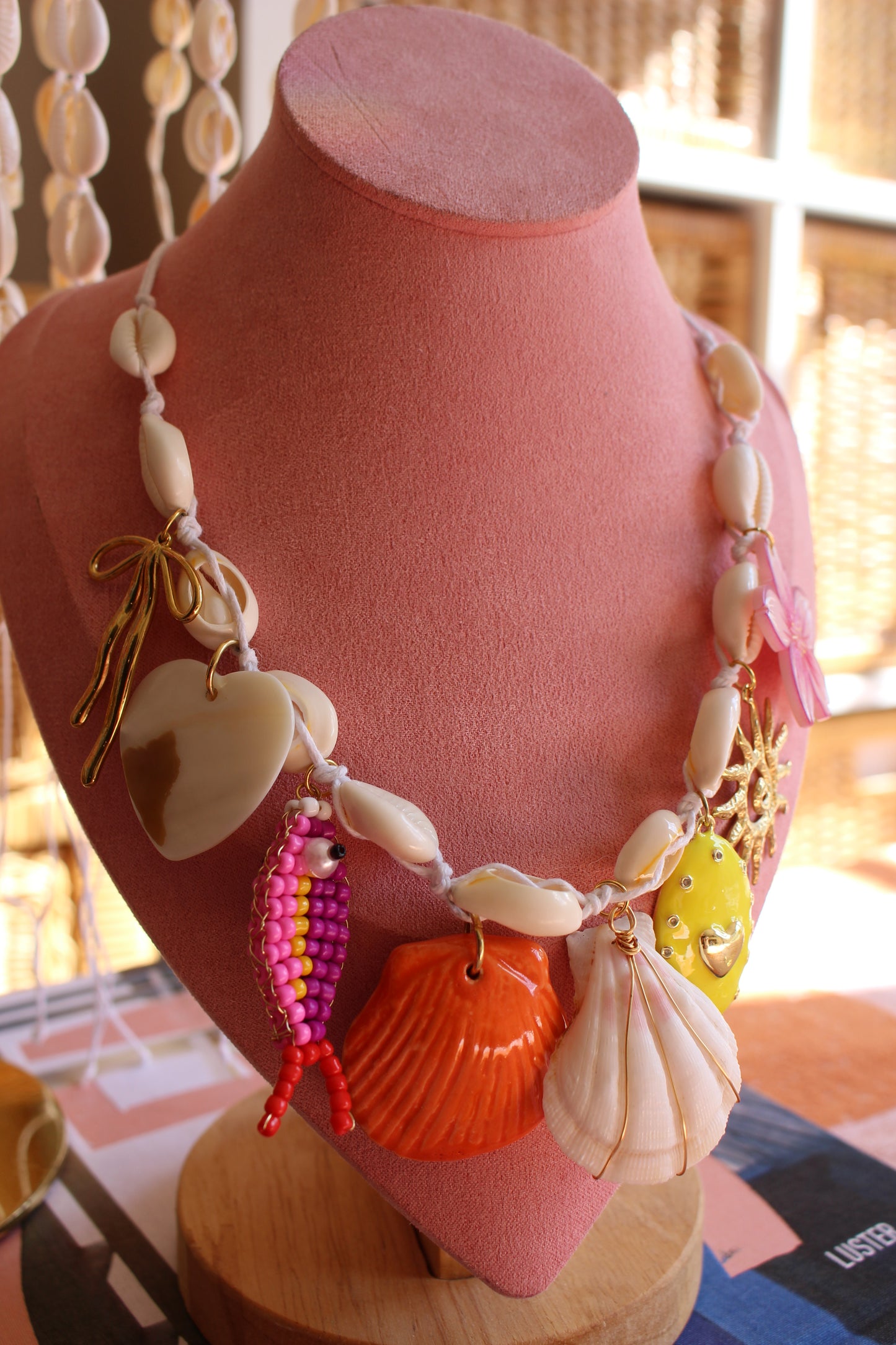 Cowrie Shell 8 Charm Necklace