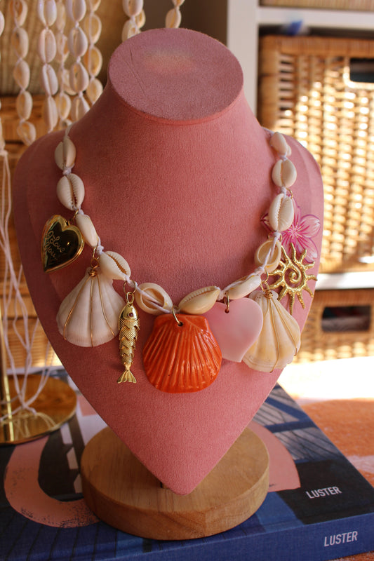 Cowrie Shell 8 Charm Necklace