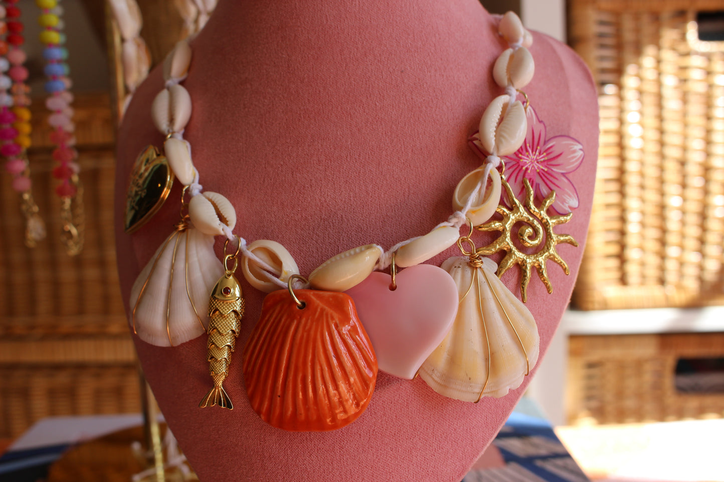 Cowrie Shell 8 Charm Necklace