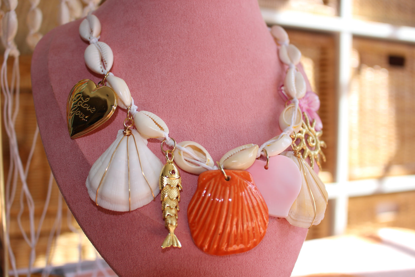 Cowrie Shell 8 Charm Necklace