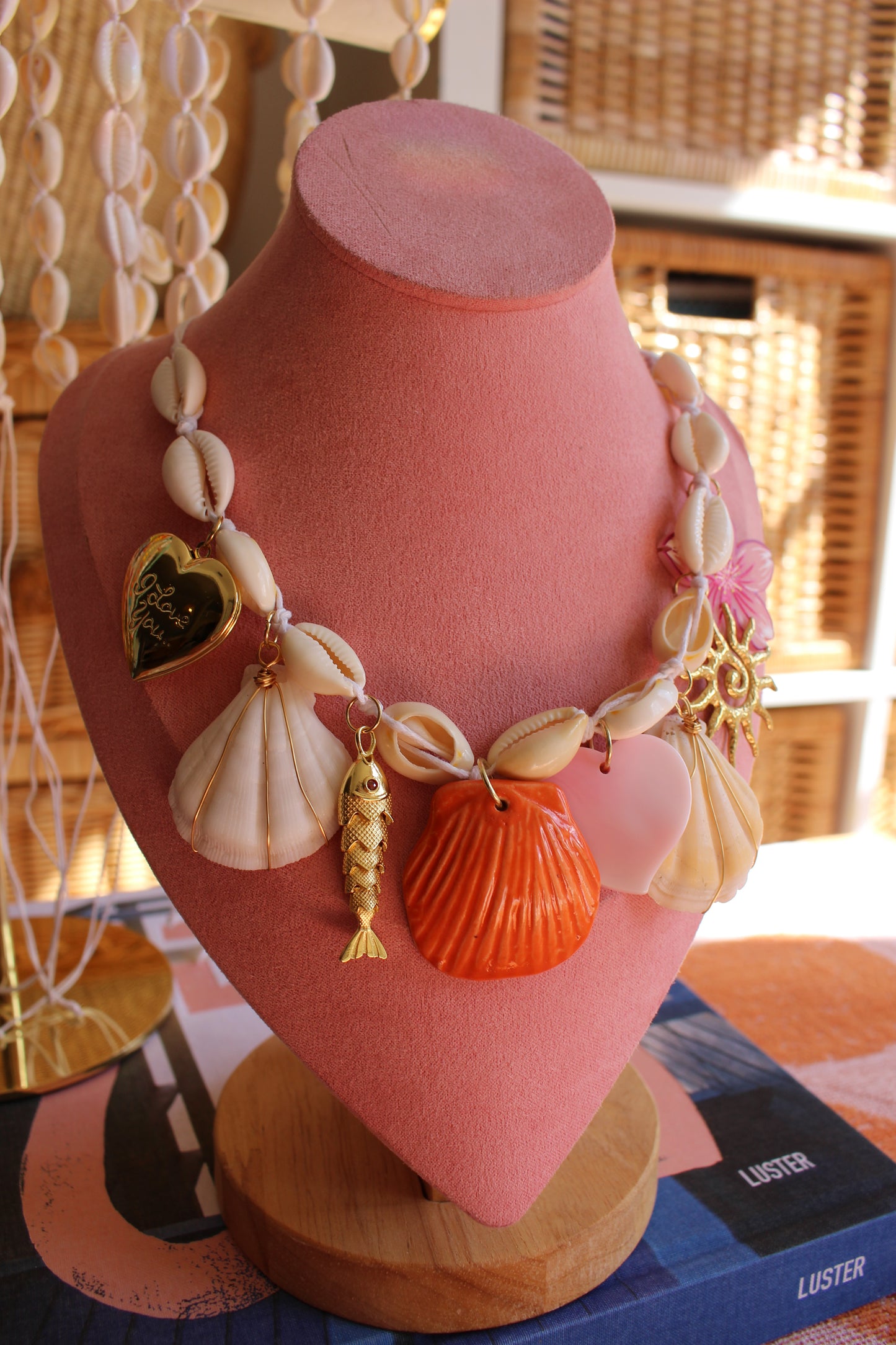 Cowrie Shell 8 Charm Necklace