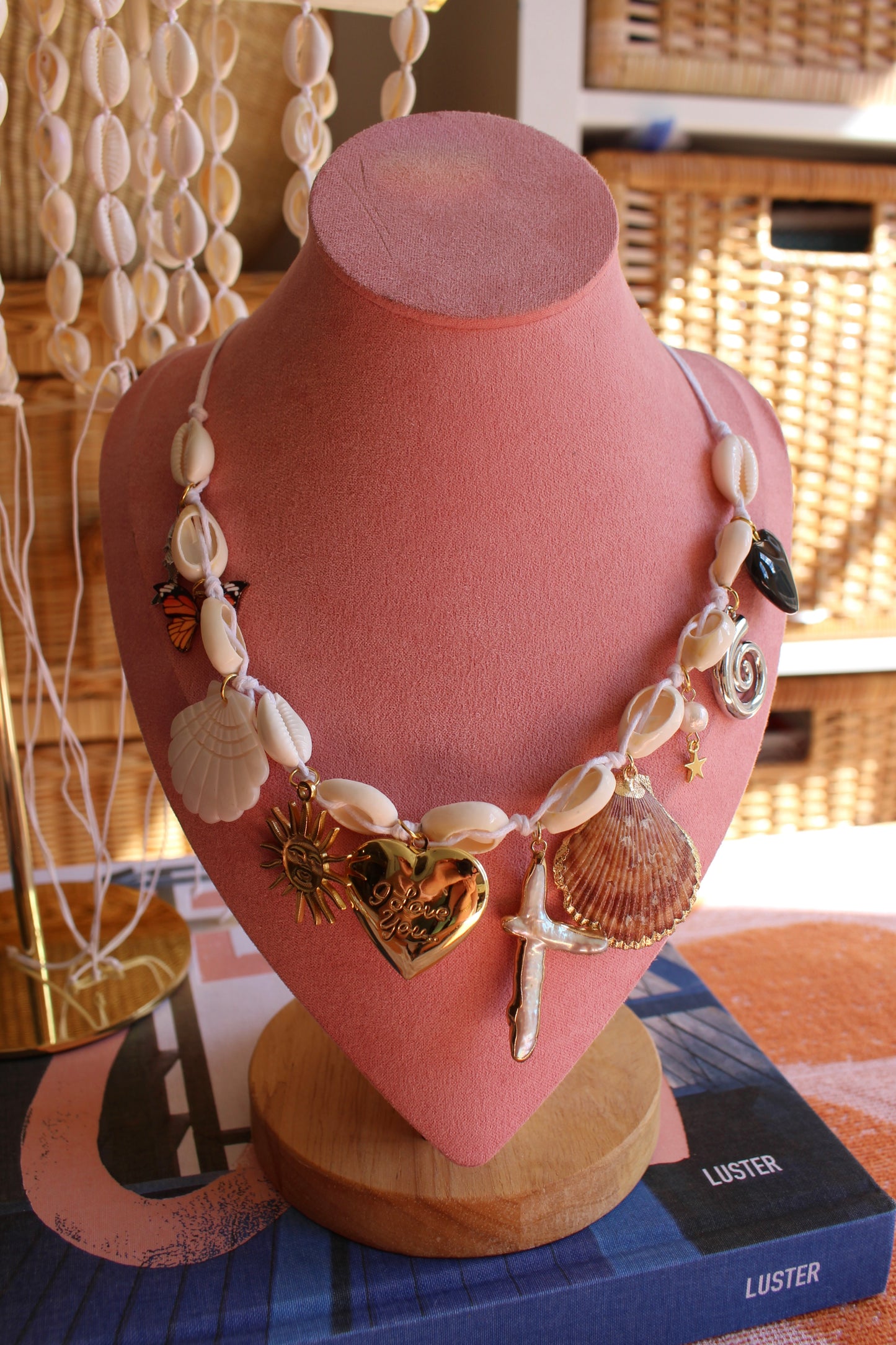Cowrie Shell 10 Charm Necklace