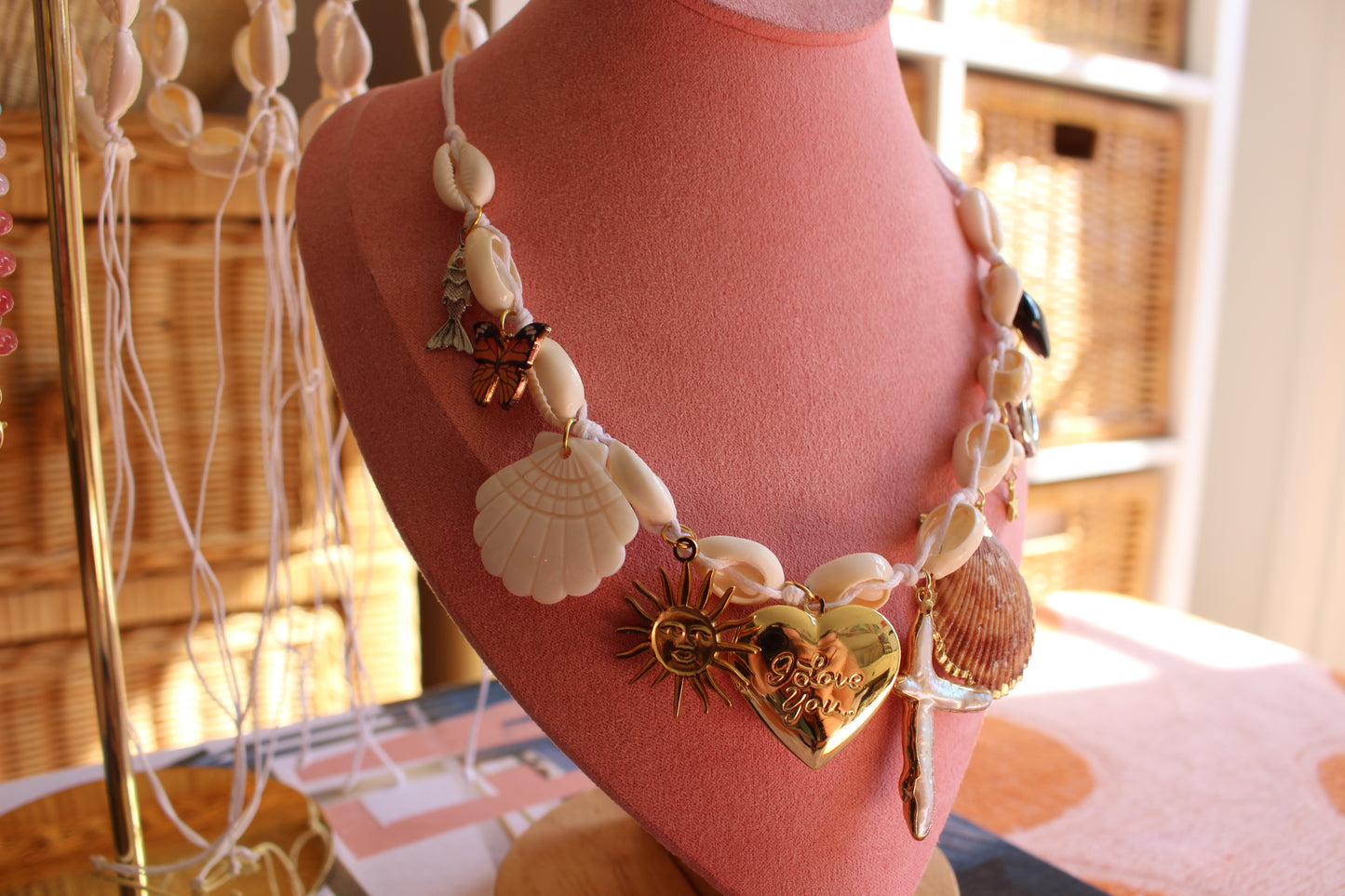 Cowrie Shell 10 Charm Necklace