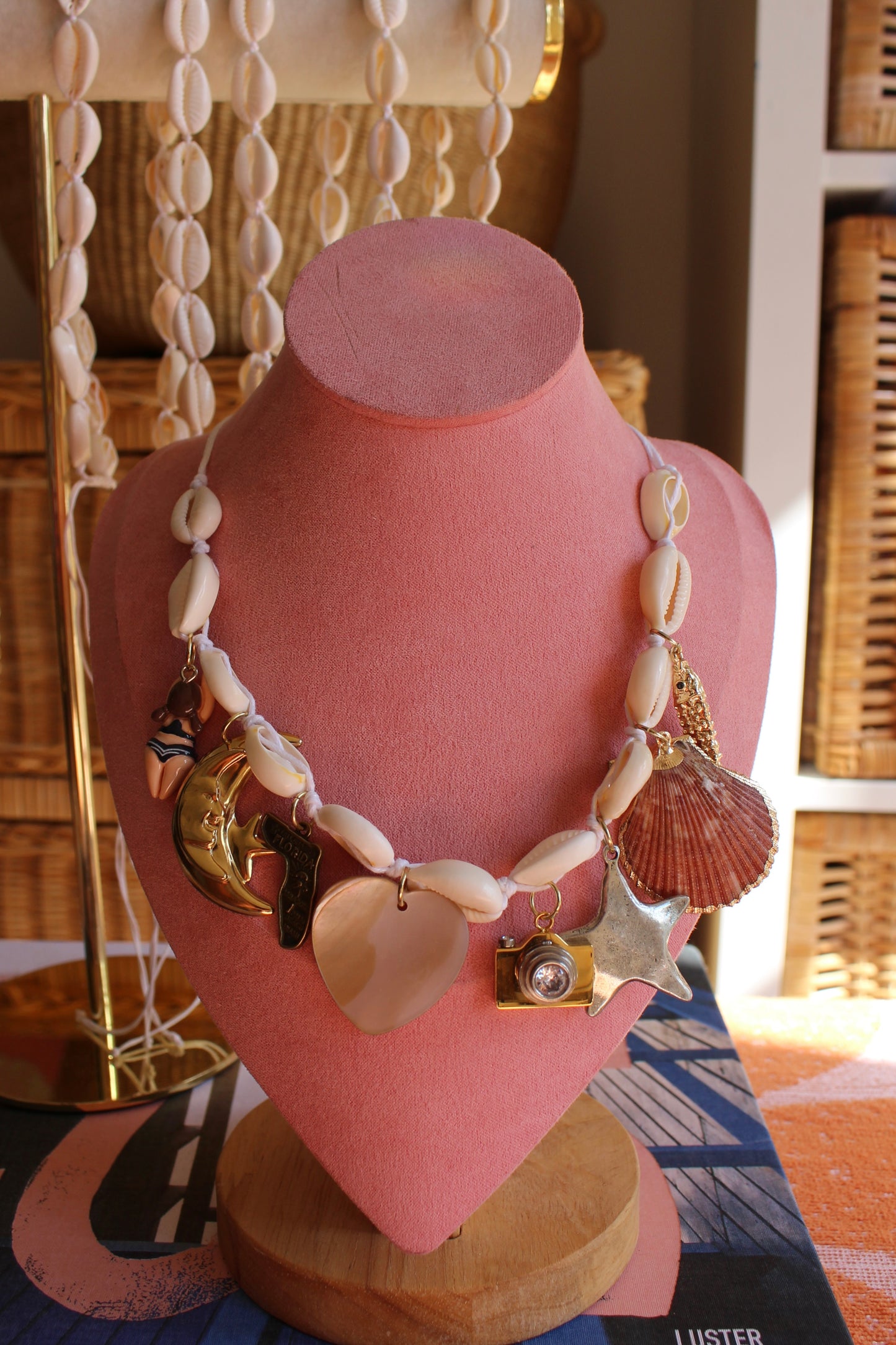 Cowrie Shell 8 Charm Necklace