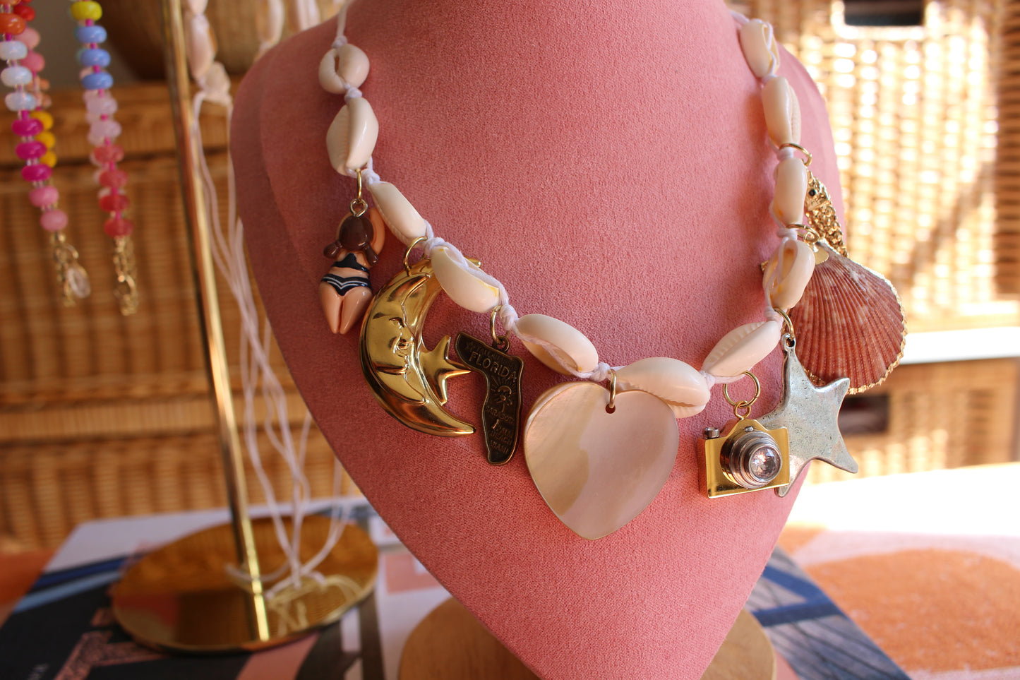 Cowrie Shell 8 Charm Necklace