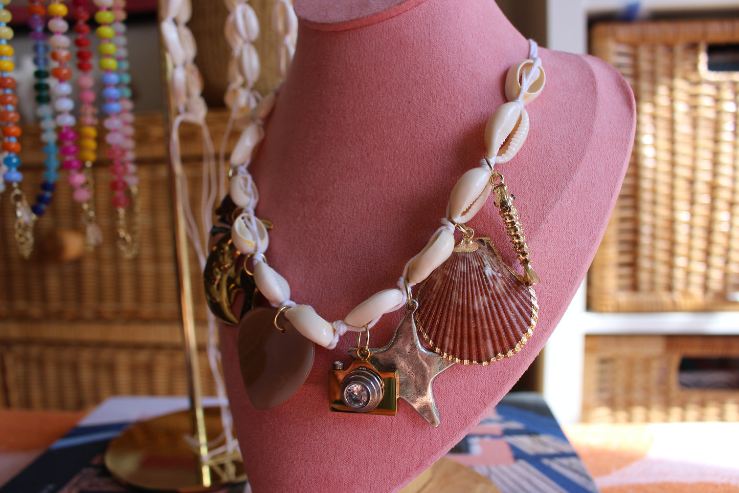 Cowrie Shell 8 Charm Necklace