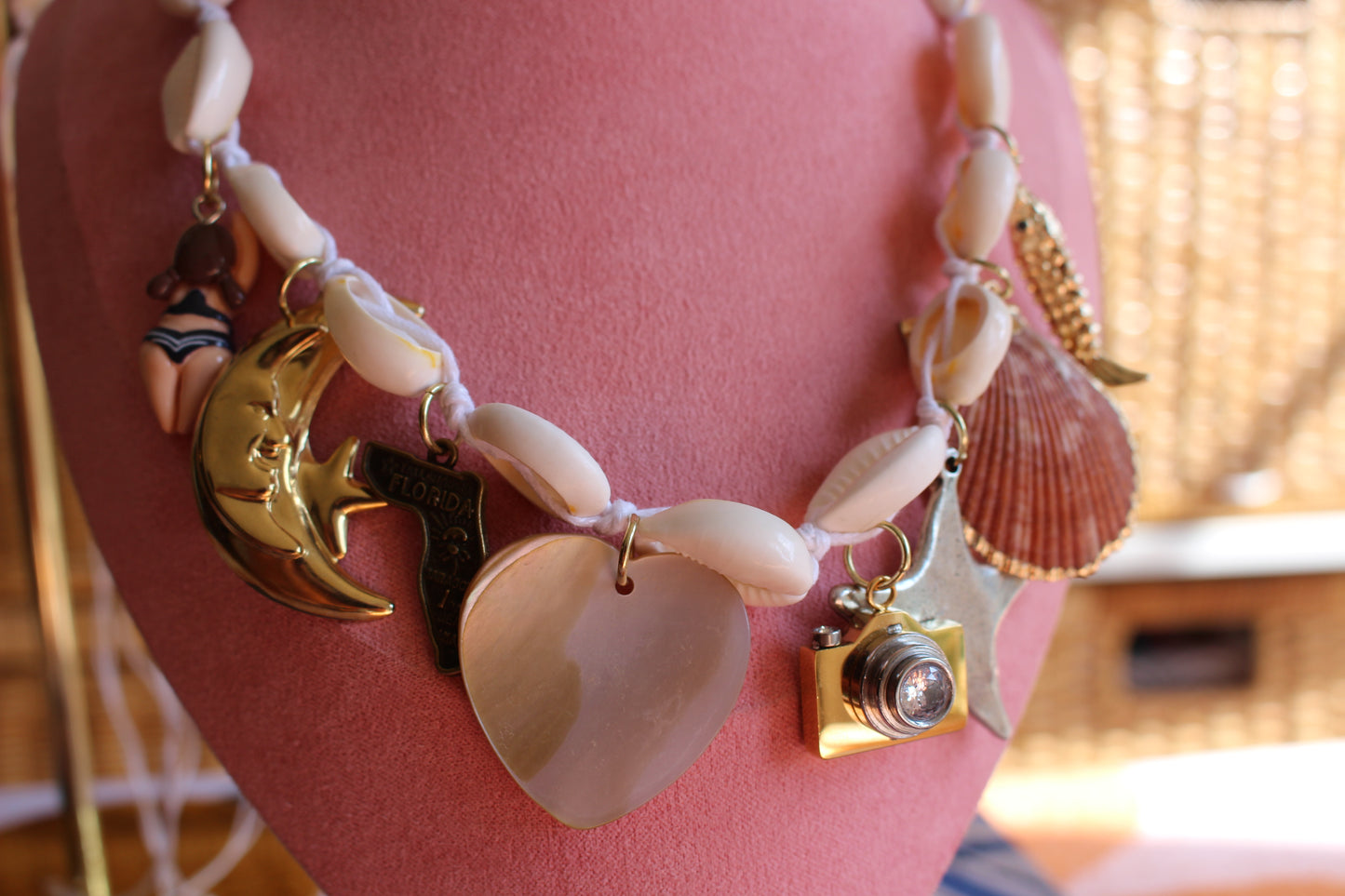 Cowrie Shell 8 Charm Necklace