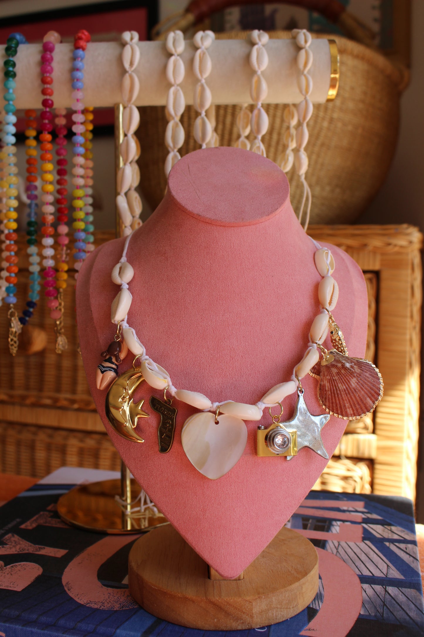 Cowrie Shell 8 Charm Necklace
