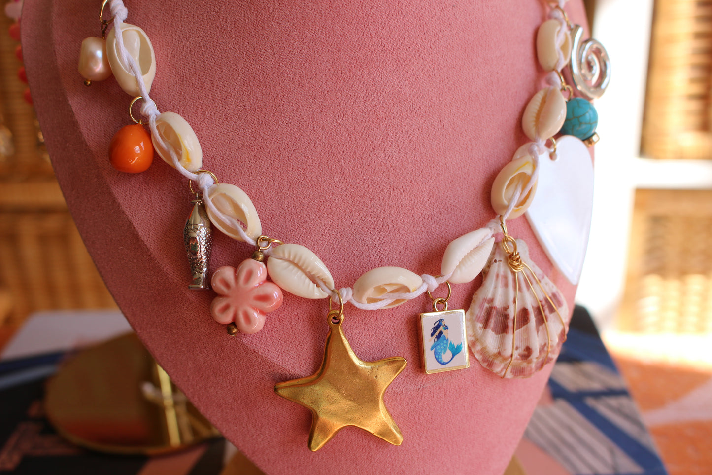 Cowrie Shell 10 Charm Necklace