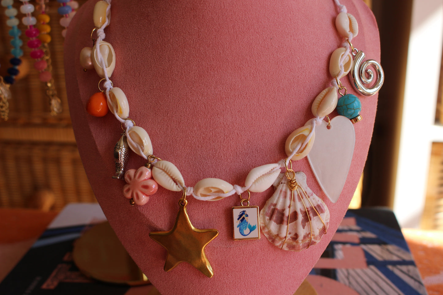 Cowrie Shell 10 Charm Necklace