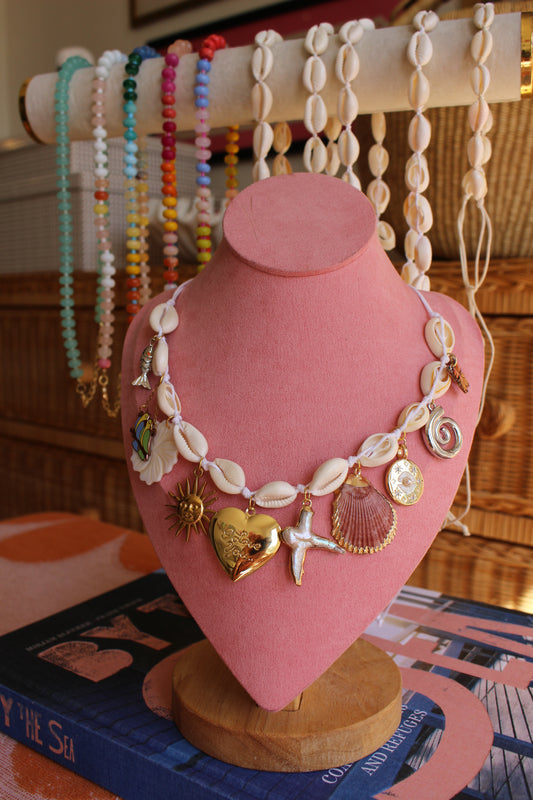 Cowrie Shell 10 Charm Necklace