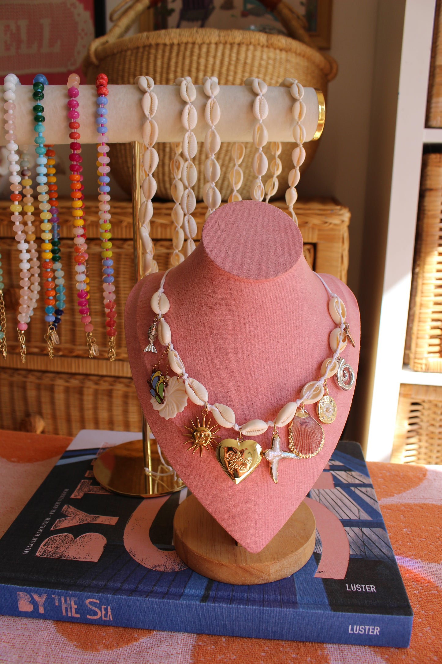 Cowrie Shell 10 Charm Necklace