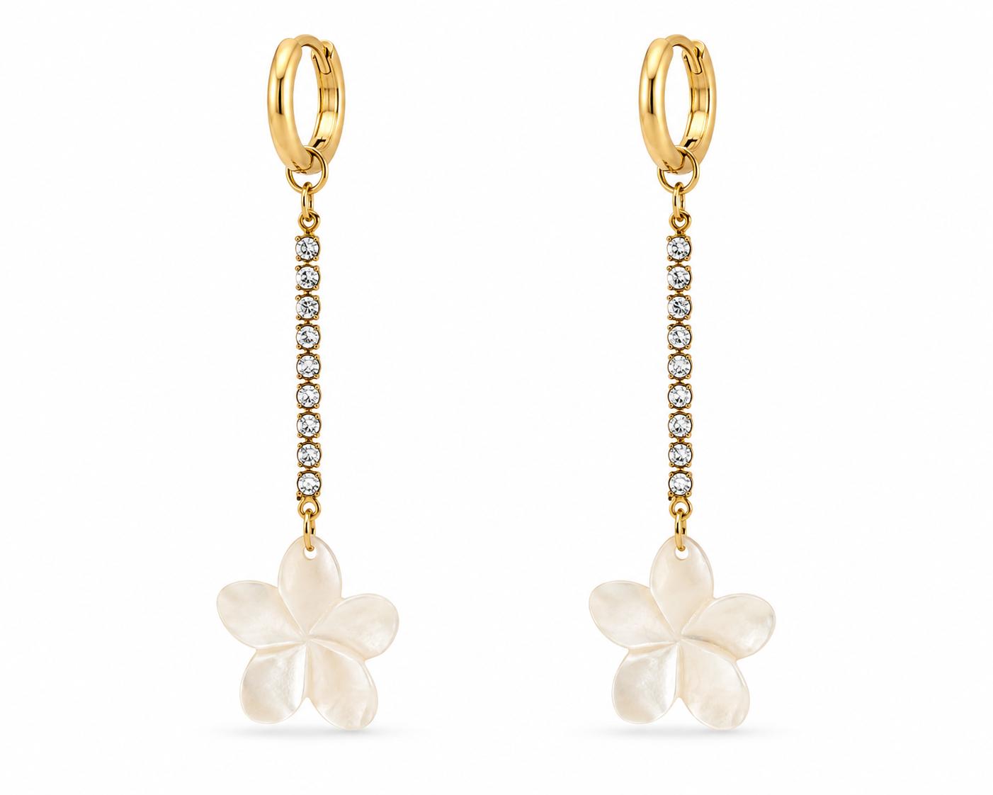 Rhinestone Chain Flower Hoop Earrings