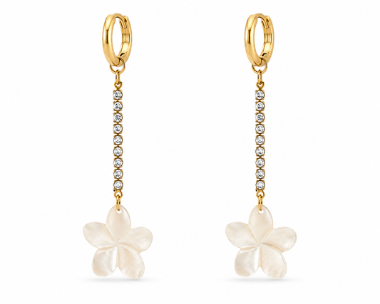Rhinestone Chain Flower Hoop Earrings