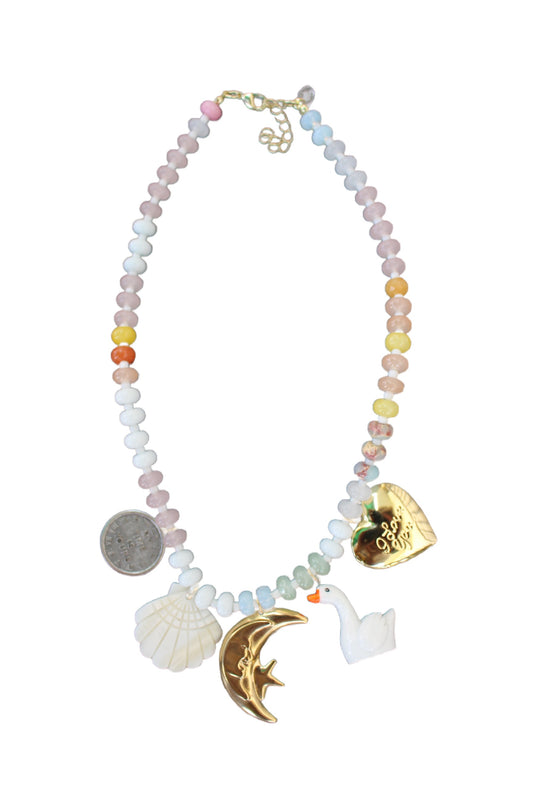 Peace and Sleep White Beaded Necklace