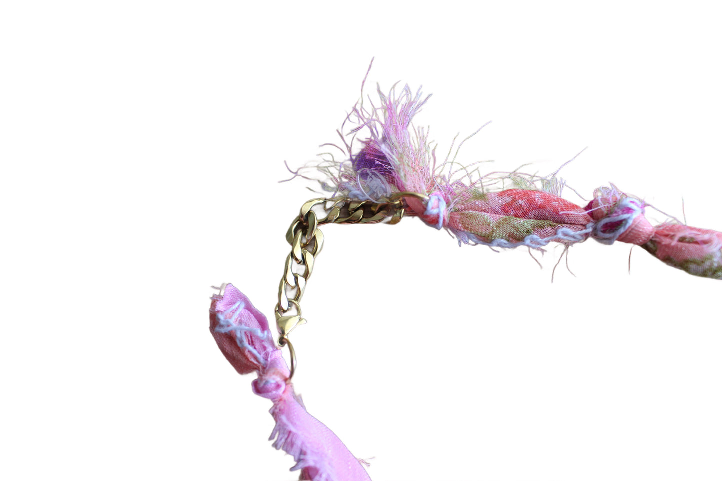 Pink Floral Fabric Necklace