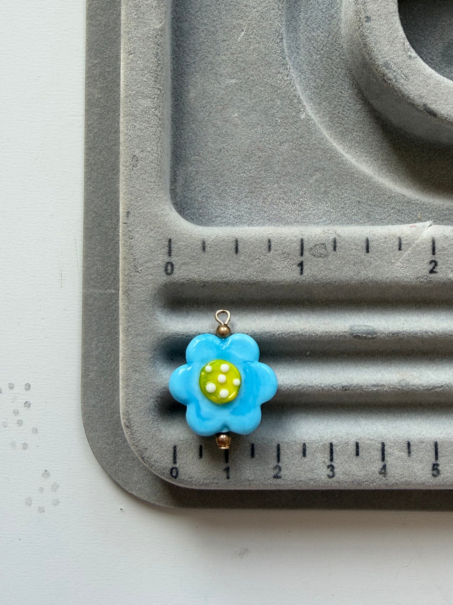 Blue Ceramic Flower Charm
