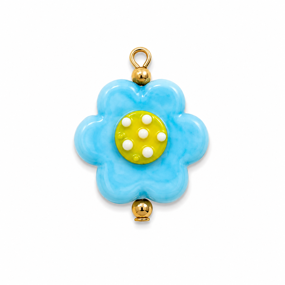 Blue Ceramic Flower Charm