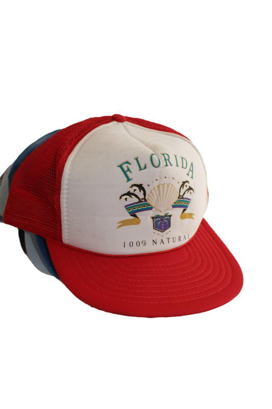 True Vintage Red Trucker Hat "Florida 100% Natural"
